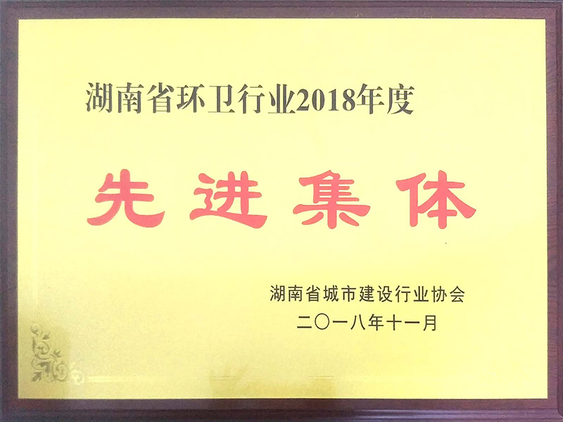 湖南省環(huán)衛(wèi)行業(yè)2018年度先進集體